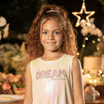 Vestido Infantil Street Paetê Com Bordado e Glitter - Lollix