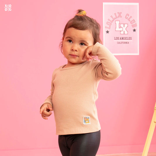 Blusa Primeiros Passos Menina Manga Longa Aroma – Lollix CARAMELO