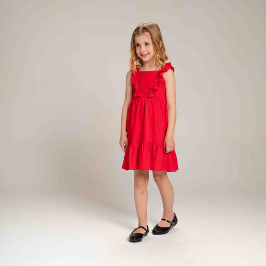 Vestido Cotton Poá Vermelho